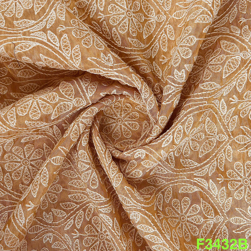 Thread Embroidered Shimmer Tissue Fabric-F3432